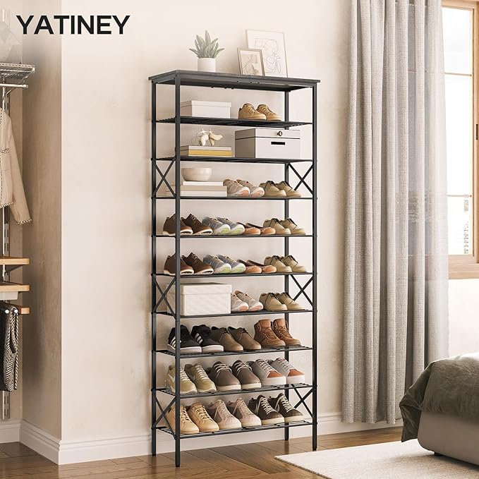10 Tier Shoe Rack, Large Capacity Shoe Storage Organizer Holds 40 Pairs, Durable and Stable, for Entryway, Hallway, Closet, Dorm Room, Charcoal SS10BCG1-NeatNest