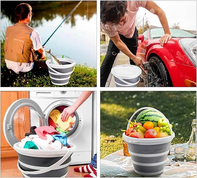 South Bend Components 2.6 Gallons Collapsible Bucket with Handle, Space Saving Design Portable Foldable Water Pail for Indoor/Outdoor, Mop, Boating, Camping, and Fishing (1-Pack)-NeatNest