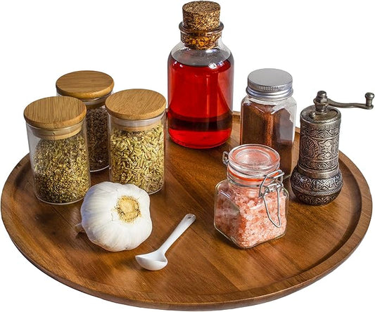 Acacia Wood Lazy Susan Organizer Kitchen Turntable for Cabinet, Table, Pantry or Countertop-NeatNest