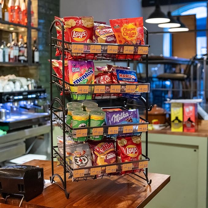 Candy Display Rack | Stackable Candy Organizer | Snack Organizer For Countertop | Snack Shelf And Chip Rack For Stores | Snack Display For Counter | Snack Stand For Office 2-Pack-NeatNest