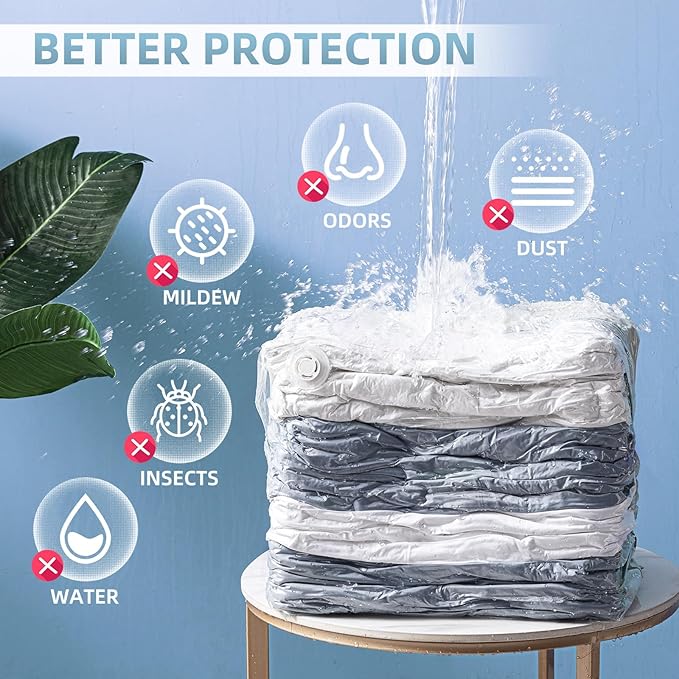 6 Pack Vacuum Storage Bags, Cube Combo (3 Jumbo+3 Medium), Vacuum Seal Bags for Clothing, Bedding, Blanket, Space Saving Closet Organization-NeatNest