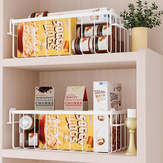 Freezer Storage Organize Baskets - 3 Pack Stackable Deep Freezer Organizer Bins for Most 7 Cu.FT Chest Freezer with Handles, Sturdy but Light, Metal Coated, Add Space, Easy to Reach