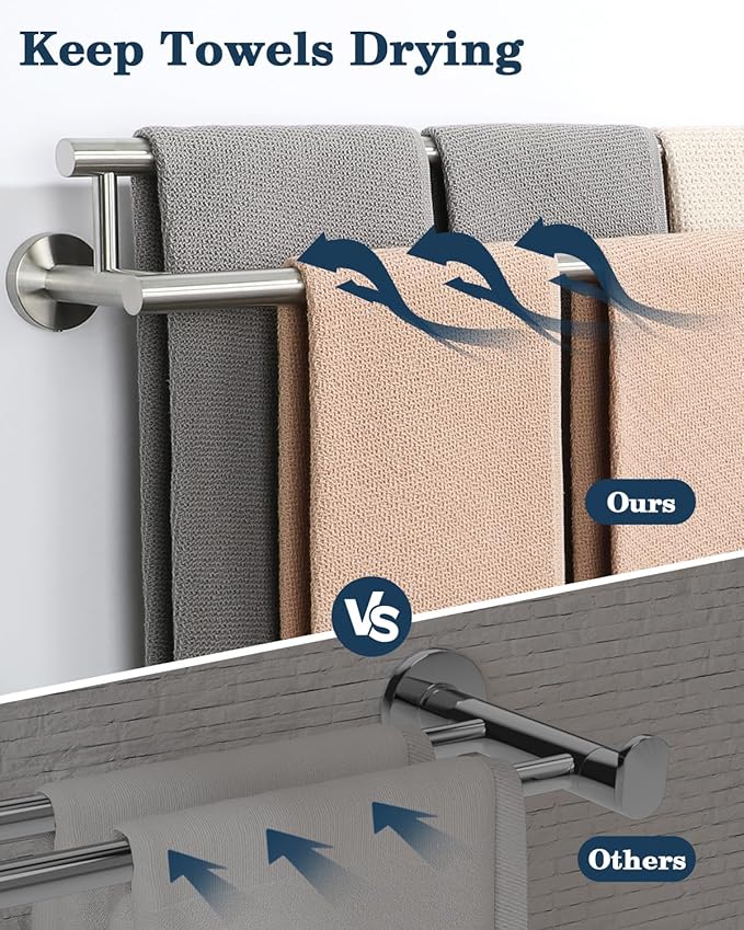 Alise Double Bath Towel Bars Towel Racks for Bathroom Lavatory,Wall Mount Towel Holder SUS304 Stainless Steel Towel Hanger Towel Rail 28 Inch,GYT6902-700-LS Brushed Nickel
