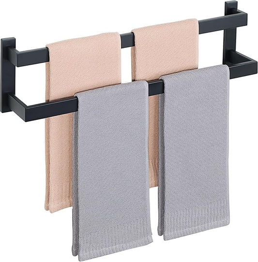 Alise Double Bath Towel Bars Towel Racks for Bathroom Lavatory Wall Mount,Towel Hanger SUS304 Stainless Steel Towel Holder Towel Rail 23.2 Inch,Matte Black,GOY002-B