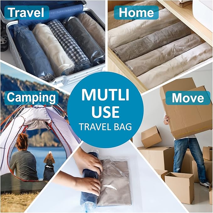 Compression Bags for Travel - Travel Essentials - 24 Pack Space Saver Bags - No Vacuum Needed - Compression Packing Bags for Cruise Accessories-NeatNest