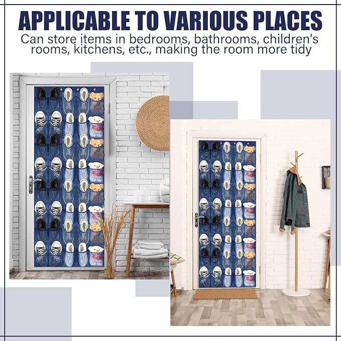 Windyun 40 Large Over the Door Hanging Shoe Organizer Navy Blue Mesh Pockets Shoe Rack for Closet Behind Door Hanger Storage Holder Nonslip for Cruise Essentials, Dorm Room Storage, Utility Room-NeatNest