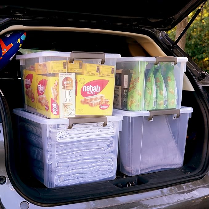 Citylife 17 QT Plastic Storage Bins with Latching Lids Stackable Storage Containers for Organizing Large Clear Storage Box for Garage, Closet, Classroom, Kitchen, 2 Packs-NeatNest