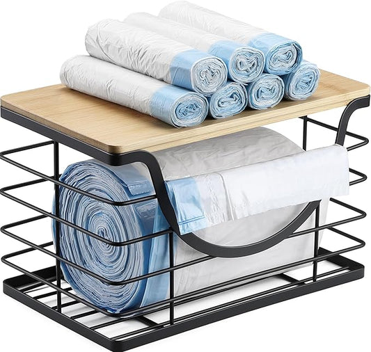 Extra Large Trash Bag Holder Under Sink Stackable Kitchen Storage with Lid, Garbage Bag Dispenser Roll Holder, Wall Mounted Trash Bag Container, Laundry Room Organization Storage-NeatNest