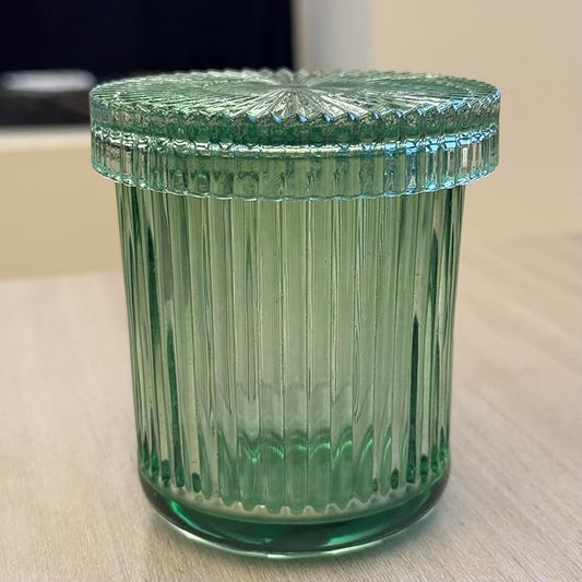 2 Pack Qtip Holders for Bathroom, Clear Glass Apothecary Jars with Lids,Vintage Bathroom Canisters for Cotton Balls,Swabs,Floss Picks,Hair Ties,Vanity Organizer and Storage Decor (Green)-NeatNest