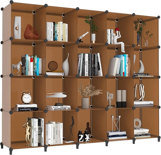 HOMIDEC 20-Cube Storage Organizer, Closet Organizer Storage Shelf Bookcase Bookshelf with Metal Hammer, Storage Cubes Organizer Cabinet for Kids, Closet, Bedroom, Bathroom-NeatNest