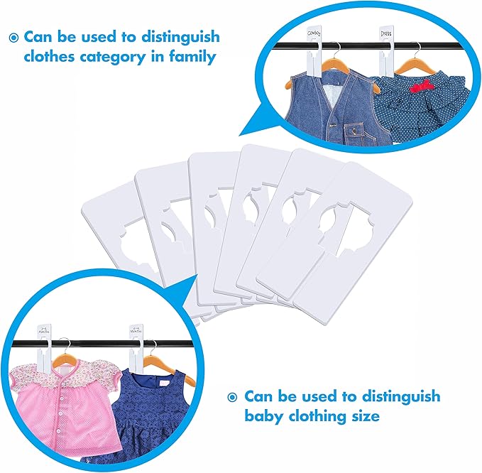 30 PCS Rectangular White Plastic Closet Dividers with a Bonus Marker, Writable and Reusable for Sorting Clothing Size, Color, Size 2” x 5.4’’(Inner Diameter 1.4”)-NeatNest