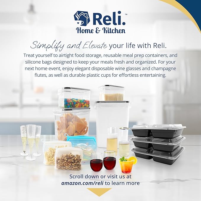 Reli. 8.5L Airtight Food Storage Containers with Lids (2 Sets) Kitchen Organizers and Storage Containers, Pantry Organizers | BPA Free Plastic XXL Set w/ 2 Measuring Cups, 6 Labels, Pen
