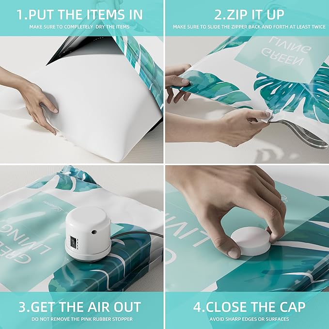 Thicken Vacuum Storage Bags with Electric Air Pump, Vacuum Sealer Bags, Air Compression Space Saver Bags for Clothes, Blanket, Duvets, Pillows, Comforters, Travel (10 Packs)-NeatNest