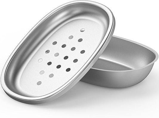 Double Layers Metal Soap Dish,Stainless Steel Soap Holder with Draining Tray for Bathroom Shower, Kitchen Sink, Highly Reliable and Durable-NeatNest