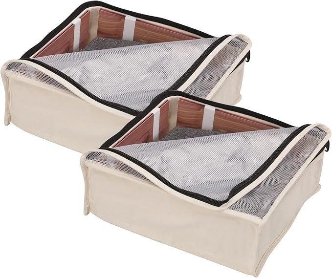 Household Essentials 3321-1 Cedarline Natural Cotton Canvas Zippered Sweater Bag | Storage Bag for Closets and Under the Bed | 2-Pack-NeatNest
