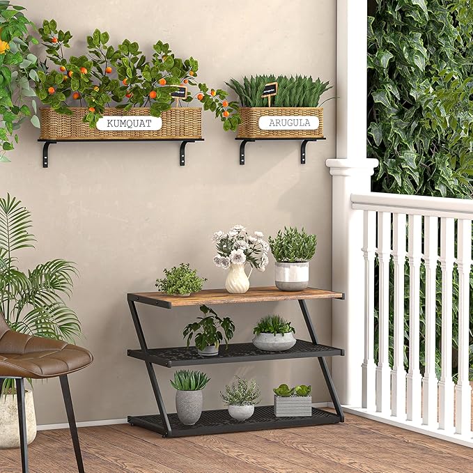 Z-Frame Shoe Rack with Wooden Top & Metal Mesh Shelves - Space-Saving Storage for Hallway, Living Room, Closet & Bedroom (24.41" x 11.02" x 16.14")-NeatNest