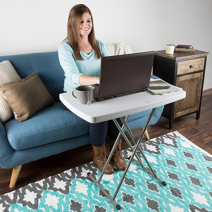 Everyday Home Folding Table - Lightweight Portable Folding Desk - Small Plastic Table for Camping, Playing Cards, and Crafting (White)-NeatNest