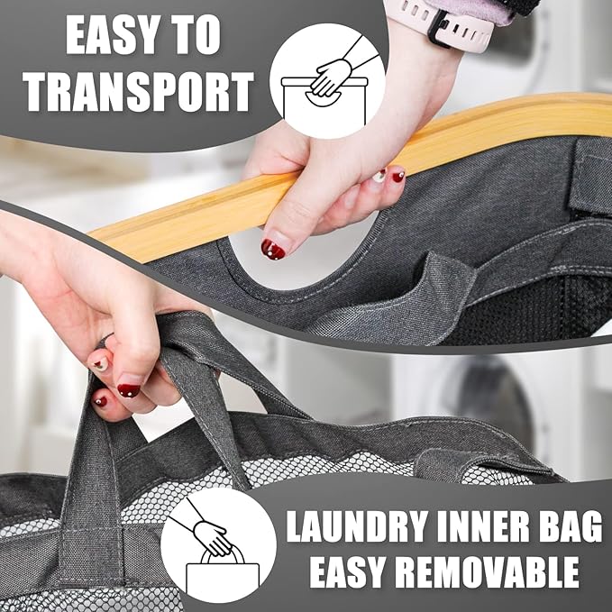 Laundry Hamper with Lid, 145L Extra Large Hamper 3 Section Dirty Clothes Hampers for Divided Basket Organizer for Bedroom, Laundry Room, Grey-NeatNest