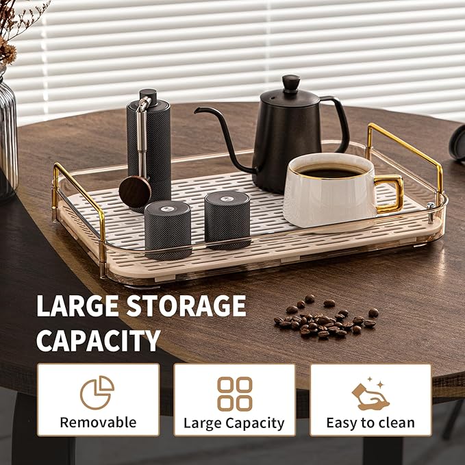 Seoneiro Whiskey Tray and Glass Cup Rack with Drain Board, Mug Holder and Coffee Cup Organizer for Kitchen and Bathroom Countertop