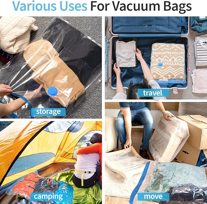 Vacuum Storage Bags, 30 Pack Vacuum Seal Bags for Clothing (5 Jumbo/5 Large/5 Medium/5 Small/10 Roll-Up Bag), Suitable Space Saving Solution for Clothes, Bedding, Blankets, Pillows and Travel-NeatNest