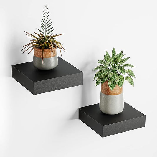 BAMEOS Small Floating Shelves for Wall, Small Black Shelf 5.9 * 5.7 Inch Display Ledges for Decor, Mini Shelf for Wall, Black-NeatNest
