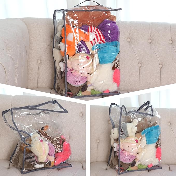 Fixwal 4pcs Clear Storage Bags for Clothes with Zipper, 35L/9.5Gal Small Plastic Closet Organizers for Blankets Sweaters Bed Sheets Comforters Toys-NeatNest