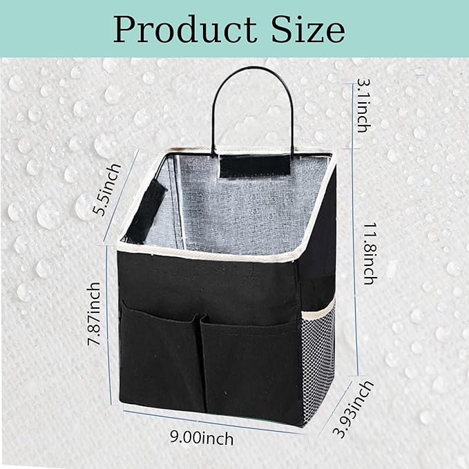 2pcs Wall Hanging Storage Bag,Wall Hanging Organizer Bags with Pockets, Wall Organizer Storage for Dormitory Bathroom Bedroom Kitchen(Black)-NeatNest