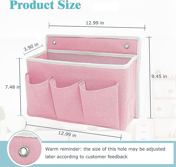 2-Pack Wall Hanging Organizer Bag/Hanging Baskets with Large Mesh Compartment & 3 Pockets，Over The Door Hanging Organizer Space Saving Storage for Bedroom,RV Camper, Closet (Pink -2 Pack)-NeatNest