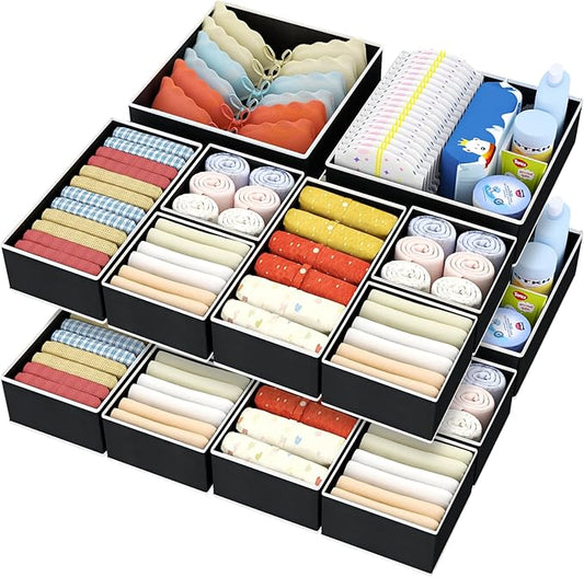 DIMJ Drawer Organizer Clothes - 12 Pack Baby Dresser Organizer for Nursery, Fabric Baby Clothes Organizer Nursery Organization for Sock Underwear Bra Tshirt, Foldable Closet Drawer Organizer Bedroom-NeatNest
