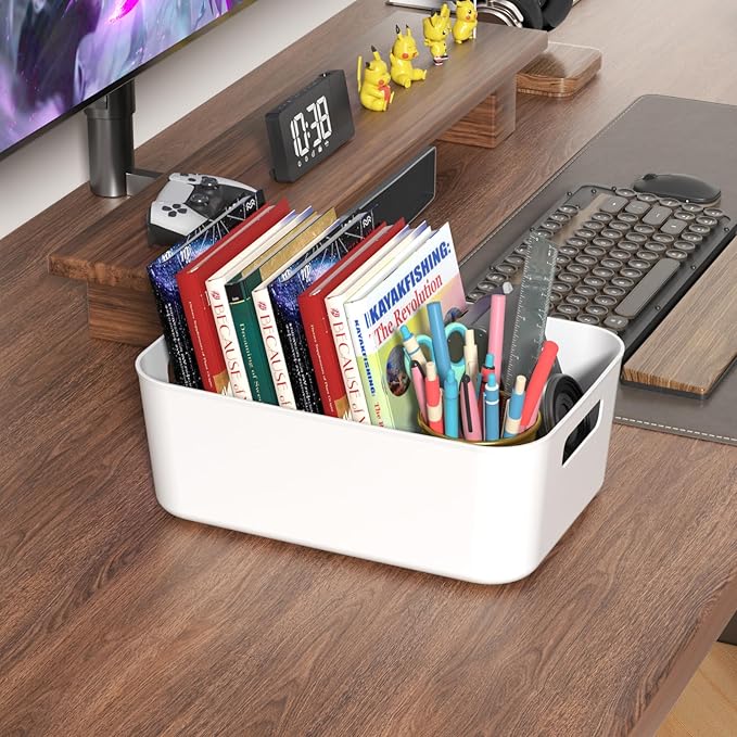 12 Packs Plastic Pantry Organizing Bins, Cupboard Organization Box, White