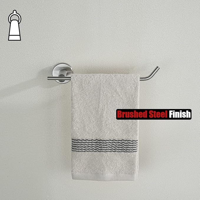 JQK Hand Towel Bar, Stainless Steel Towel Ring for Bathroom, 9 Inch Necklace Holder Brushed Finish Wall Mount, TR100-BN