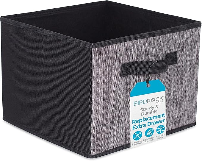 Internet's Best Replacement Extra Drawers for Hanging Closet Organizer - Canvas Storage Bins for Clothes, Sweaters, Shoes, Accessories - College Dorm Room Essentials, Small Space Organizer - Grey-NeatNest