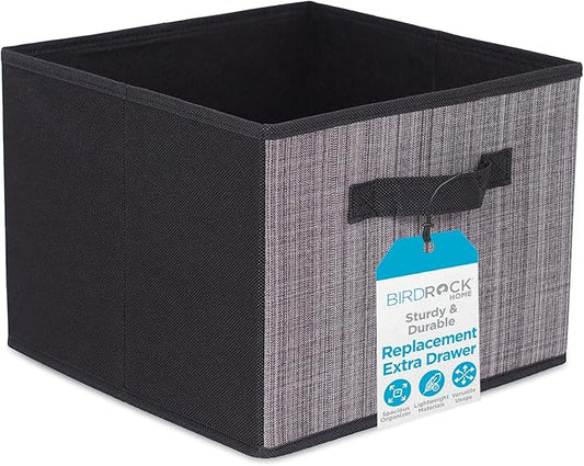 Internet's Best Replacement Extra Drawers for Hanging Closet Organizer - Canvas Storage Bins for Clothes, Sweaters, Shoes, Accessories - College Dorm Room Essentials, Small Space Organizer - Grey-NeatNest