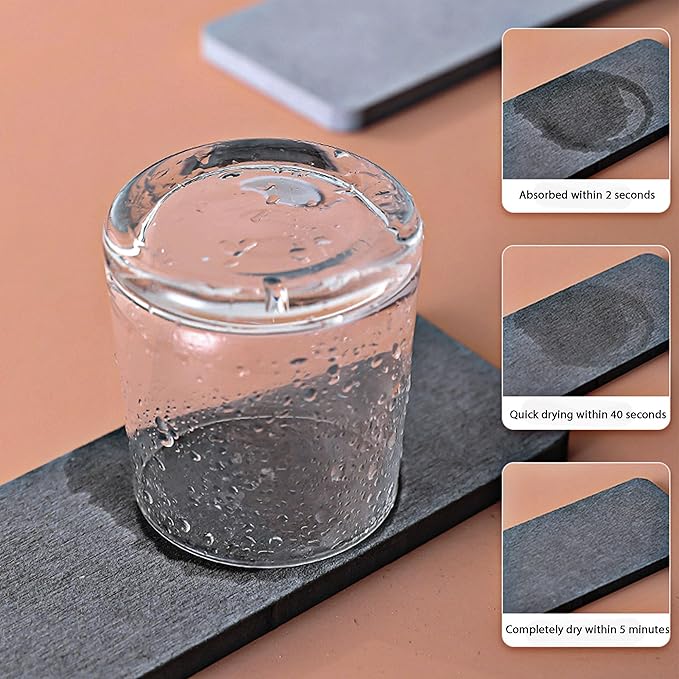 2 Pcs Water Absorbing Stone Trays, Kitchen/Bathroom Sink Soap Dish, Diatomite Tray Used for Hand Soap & Cosmetic Bottles in The Modern Home, 3.2" W x 10.2" L, Dark Gray-NeatNest