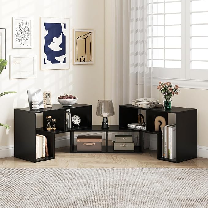 Giantex Free-Combination TV Stand for Bedroom - Entertainment Center for 50 55 60 65 Inch TV, 3-Piece Media Console Table with Storage Cubes, Deformable Open Storage Bookcase Shelf (Black)-NeatNest