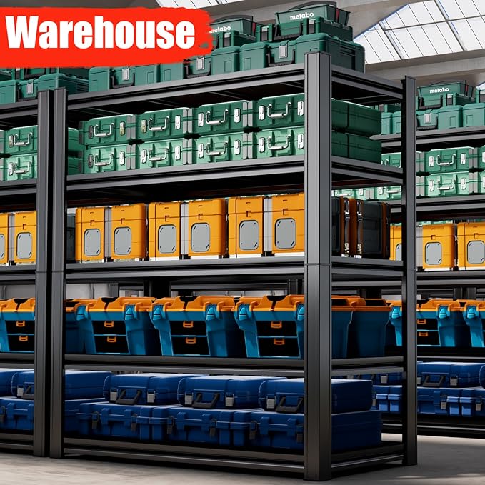 78''H Garage Storage Shelves Heavy Duty 3500 LBS Capacity Metal Garage Shelving, Adjustable 5 Tier Steel Industrial Shelving Units for Utility Room, Warehouse and Basement, Black (14''Dx40''Wx78''H)