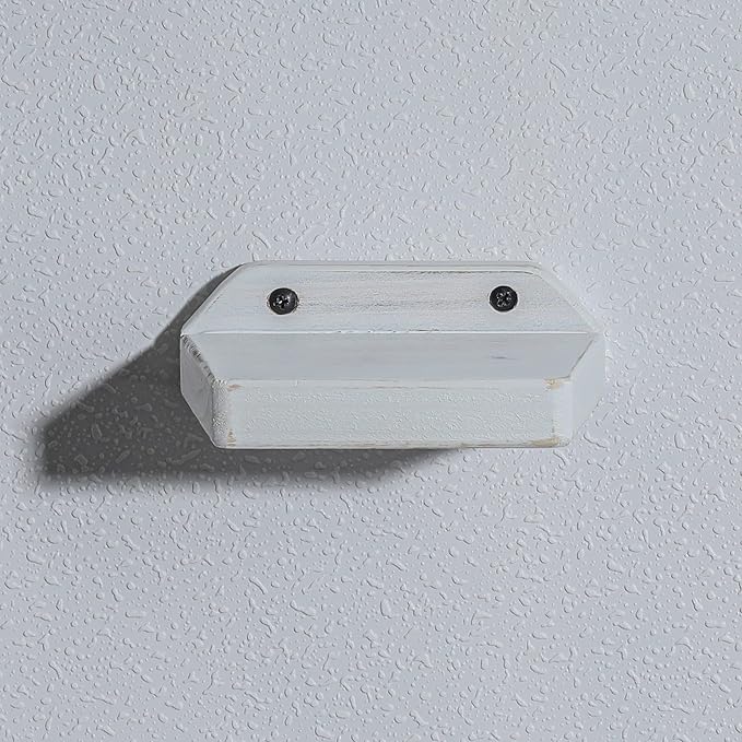 Freezing point Small Floating Shelves for Wall Set of 2 Natural Wood 5Inch Mini Wall Shelf Decor Plant Display Collectibles Mounted Kitchen Bathroom Bedroom Corner Decorative Storage Tiny Stand White