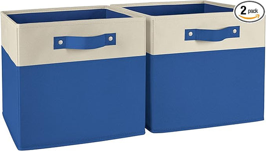 RiverRidge Kids storage bins - 10.5 Cube Storage Organizer with Handles – Blue Two-Tone closet organizers and storage for Toys, Shoes & More - Fits Cabinets