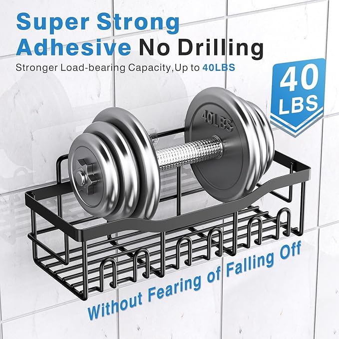 Adhesive Shower Caddy, 5 Pack Rustproof Stainless Steel Bath Organizers With Large Capacity, No Drilling Shelves for Bathroom Storage & Home Decor-XL Size-NeatNest