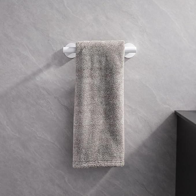 GERZWY 9-Inch Bath Towel Bar SUS 304 Stainless Steel Bathroom Towel Bar Modern Round Style Wall Mount, White