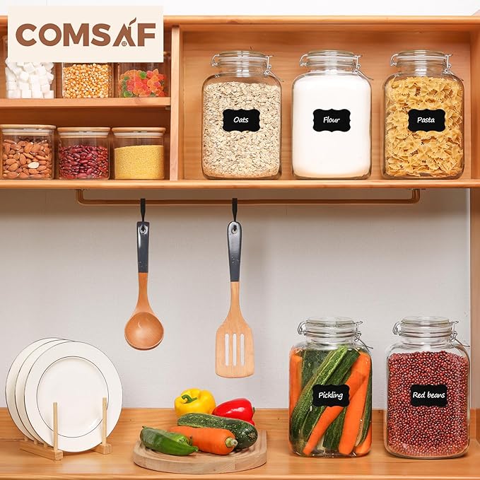 ComSaf 1 Gallon Glass Jar with Lid, Flour Sugar Storage Containers 128oz, Cereal containers storage, Glass Jars with Airtight Lid, Large Storage Containers with Lids for Pickled Egg, Herb, Set of 2-NeatNest