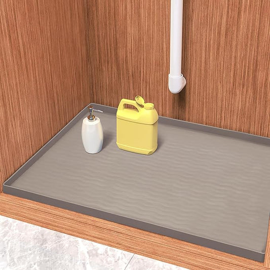 URMONA Waterproof Silicone Under Sink Mat 40'' x 22'' Shelf Liner for Kitchen and Bathroom, Cabinet and Counter Protector, Storage and Organizers, Litter Mat, Pet Cat Puppy Essentials(Beige)-NeatNest