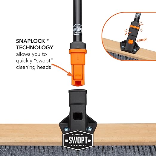 SWOPT 24” Premium Multi-Surface Push Broom Head — Cleaning Head Interchangeable with All SWOPT Cleaning Products for More Efficient Cleaning and Storage — Indoor and Outdoor Push Broom