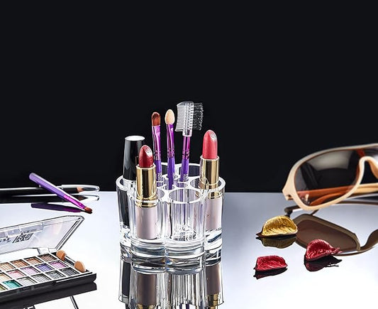 Boxup Makeup Organizer - Daisy Shape Lipstick Holder And Skin Care Desk Accessories, Cute Small Beauty Cosmetics Table Organizers For Women & Teen Girls, Pretty Lip Stick Gloss Storage Stand-NeatNest