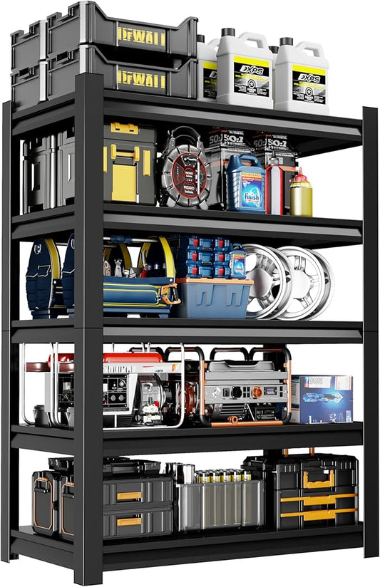 24" W Garage Shelving,5-Tier Heavy Duty Shelving Unit,3000LBS Adjustable Metal Storage Shelves,Storage Rack Units for Industrie,Shed,Warehouse,Basement,Black,24" W x 16" D x 63" H-NeatNest