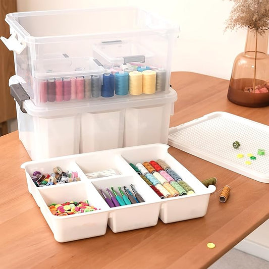 Citylife 17 QT Plastic Storage Bins Clear Storage Box with Lids Multipurpose Stackable Storage Containers for Organizing Tool, Craft, Crayon, 4 Packs-NeatNest