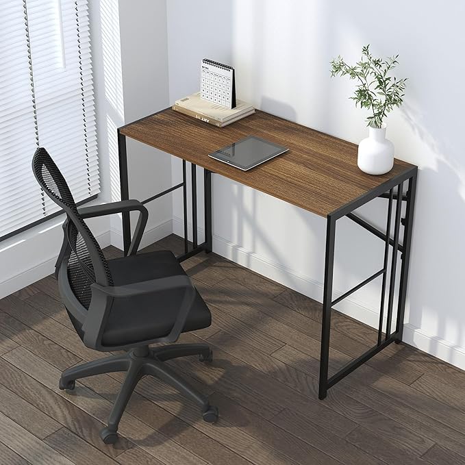 Folding Computer Desk 40 inch Writing Gaming Computer Camping Table, No Assembly Required Home Office Desk, Espresso-NeatNest