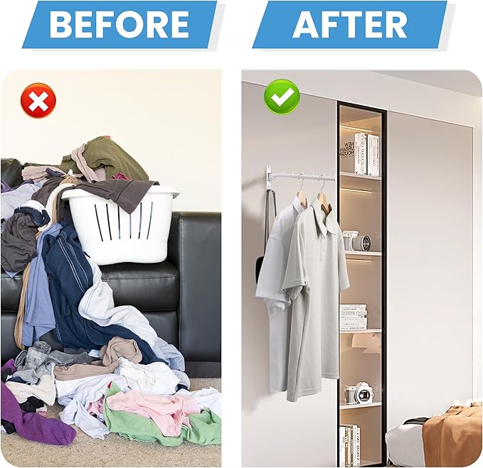 Clothing Racks for Hanging Clothes, Garment Racks Wall Mounted Clothes Bar-Hanger Holder Hooks Heavy Duty Folding Drying Rack Space Saving Clothing Hanging System Closet Storage Organizer-NeatNest