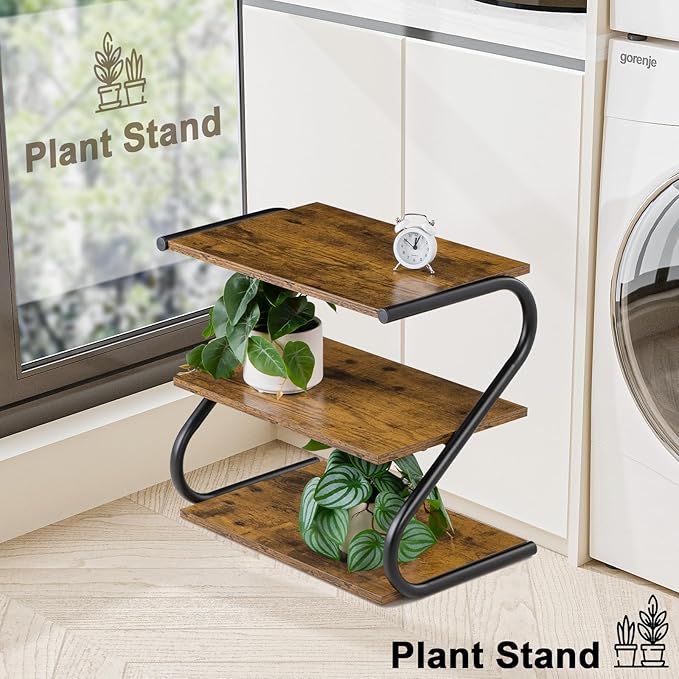 Small 3-Tier Shoe Rack, Z-Frame Wooden Shoe Shelf with Durable Metal Shelves for Hallway, Living Room, Closet, Bedroom (17.2”)-NeatNest