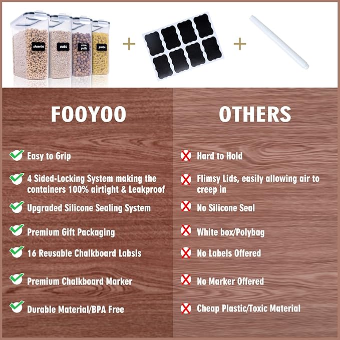 Cereal Containers Storage Set - 4 Piece Airtight Large Food Storage Containers(135.2oz), BPA Free Dispenser Plastic Cereal Storage Containers-NeatNest